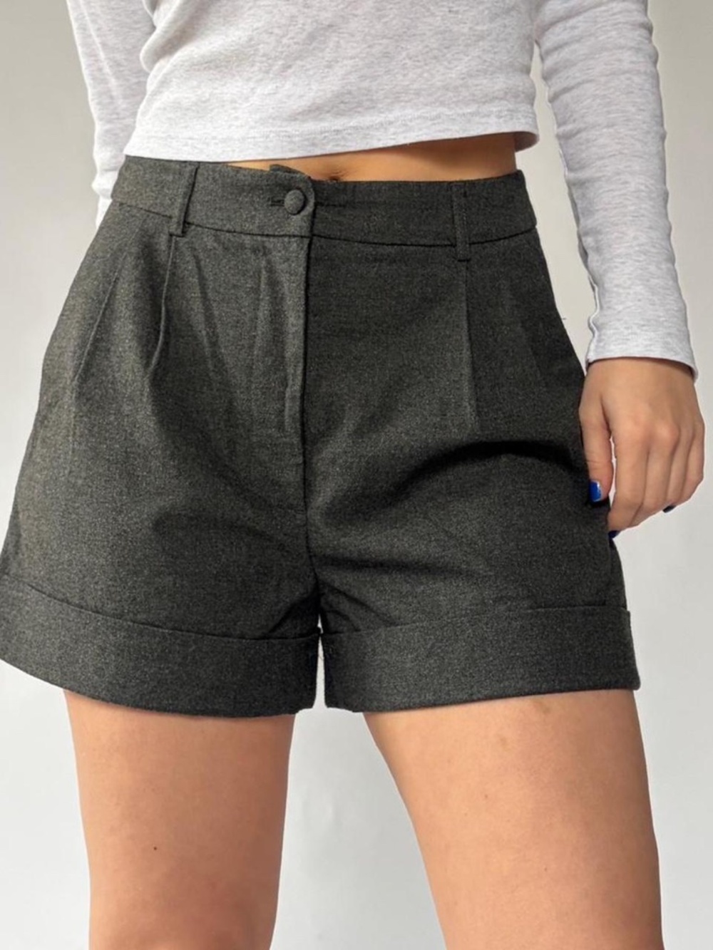 Trouser Shorts H&M Gray Workwear M
